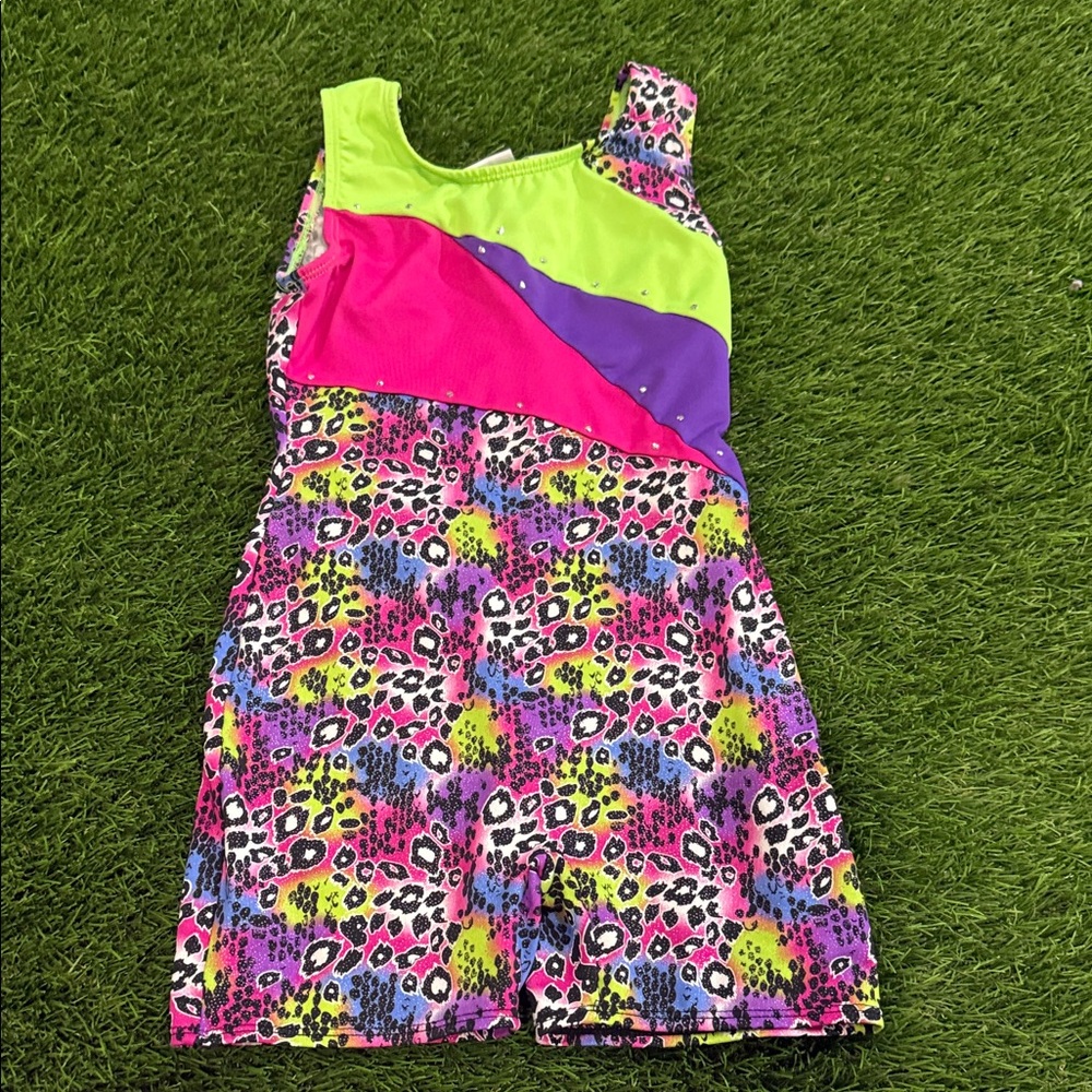 Jacques Moret Neon and Animal Print Dress
